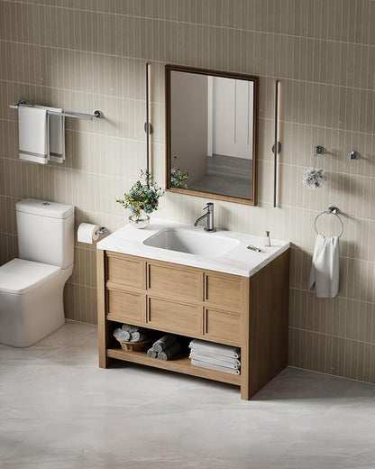 Chrome Bathroom Accessories Set, SUS304 Stainless Steel 5 Pieces Bathroom Hardware Set, 24 Inch Double Bath Towel Bar Set, 2 Towel Hooks, Toilet Paper Holder, Towel Racks for Bathroom Wall Mounted