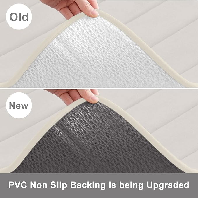 Buganda Memory Foam Bath Mat, 24" x 16", Ultra Soft and Non-Slip Bathroom Rugs, Water Absorbent and Machine Washable Bath Rug for Bathroom, Shower, and Tub, Cream