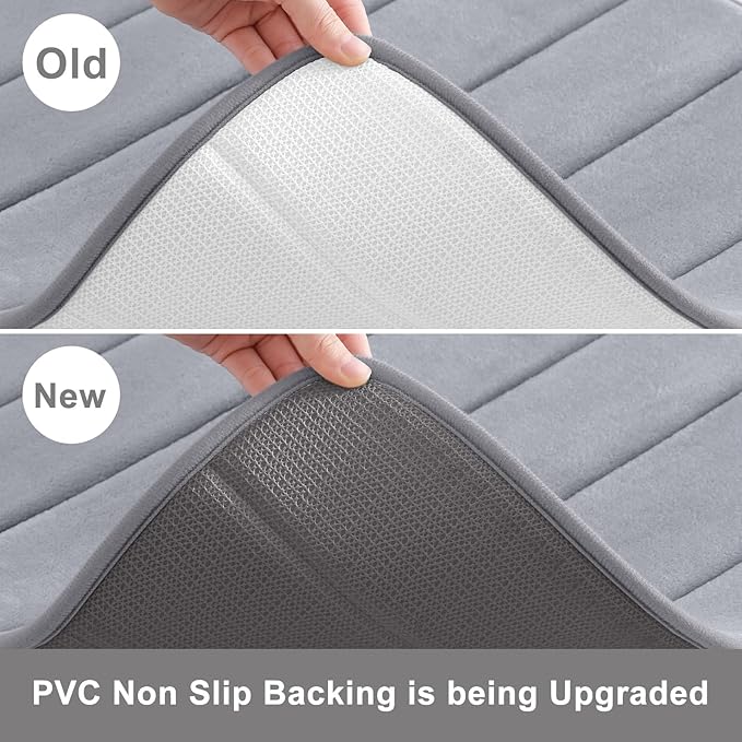 Buganda Memory Foam Bath Mat, 40" x 32", Ultra Soft and Non-Slip Bathroom Rugs, Water Absorbent and Machine Washable Bath Rug Runner for Bathroom, Shower, and Tub, Medium Grey