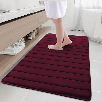Buganda Memory Foam Bath Mat, 59" x 34", Ultra Soft and Non-Slip Bathroom Rugs, Water Absorbent and Machine Washable Bath Rug Runner for Bathroom, Shower, and Tub, Burgundy
