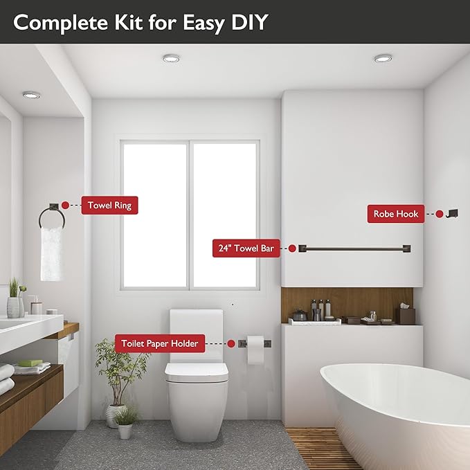 Design House 560854 Millbridge 4-Piece Bathroom Accessory Kit, Oil-Rubbed Bronze