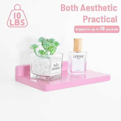 Small Floating Shelf,5 x 8.5 Inch,Set of 3 Small Wall Shelf for Bedroom Living Room Bathroom Kitchen Office (Pink)