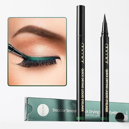docolor Waterproof Eyeliner Pen Super Slim Liquid Eyeliner Eye Liner Gel (Green)