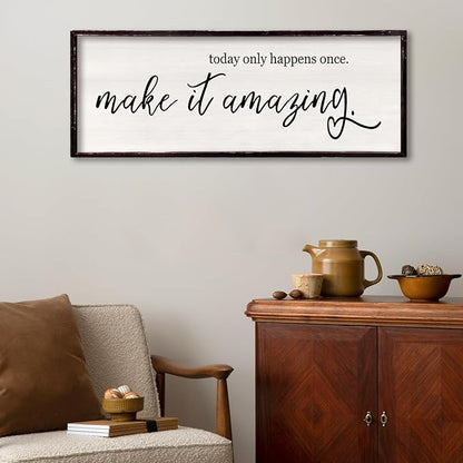 Today Only Happens Once Make It Amazing Framed Wall Art, 32''×12'' Rustic Religious Christian Lords Prayer Sign for God Jesus Christ Prayer, Horizontal Holy Inspirational Catholic Scripture Decor