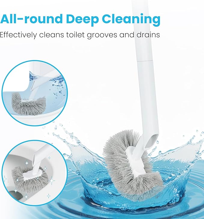 Toilet Plunger and Bowl Brush Combo for Bathroom Cleaning, White, 1 Set
