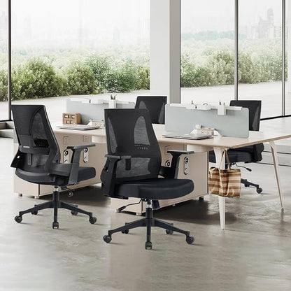 CLATINA Big and Tall Office Chair 500lbs, Heavy Duty Ergonomic Mesh Desk Chair with Lumbar Support and Armrests, Wide Seat Computer Task Chair for Home Office Study Conference Room, Black, 4pk