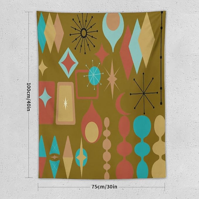 ICMOLYYENLO Boho Medieval Cat Tapestry, Abstract Atomic Starburst Geometric Aesthetic Art Wall Hanging For Bedroom Living Room Dormitory 30x40 Inches