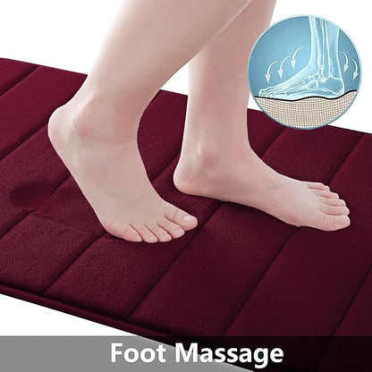 Buganda Memory Foam Bath Mat, 44" x 24", Ultra Soft and Non-Slip Bathroom Rugs, Water Absorbent and Machine Washable Bath Rug Runner for Bathroom, Shower, and Tub, Burgundy