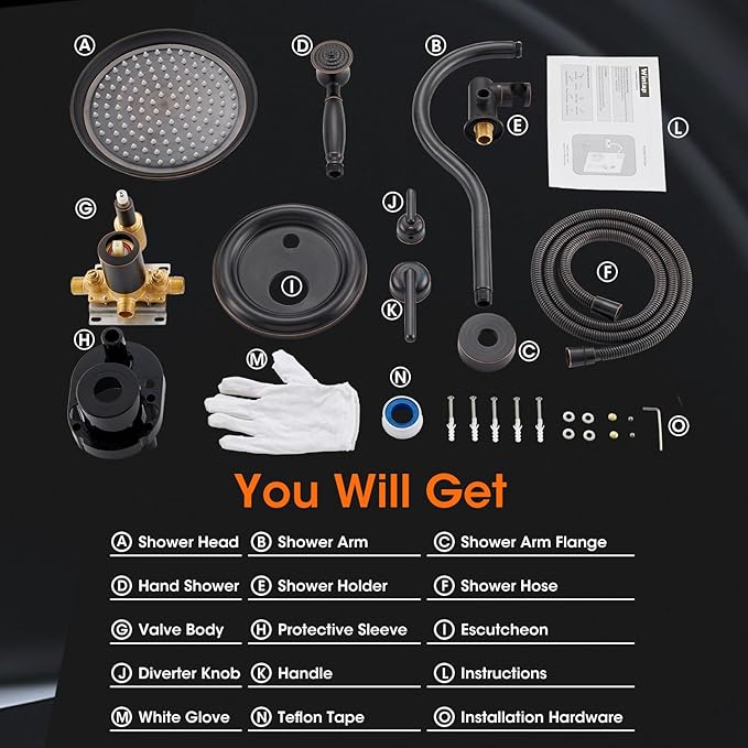 Rainfall Shower System 9 inch Antique Bathroom Luxury Rain Mixer Shower Combo Set with Vintage Handheld Shower Wall Mounted Shower Faucet Set Rough-in Valve and Trim Included Oil Rubbed Bronze