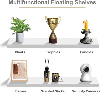 Sorbus Floating Shelves for Wall - 48 Inch Long Bathroom Shelves, Wall Decor for Bedroom, Kitchen, Living Room & Book Storage - Mounted Floating Shelf with Invisible Brackets (White, 3 Pack)