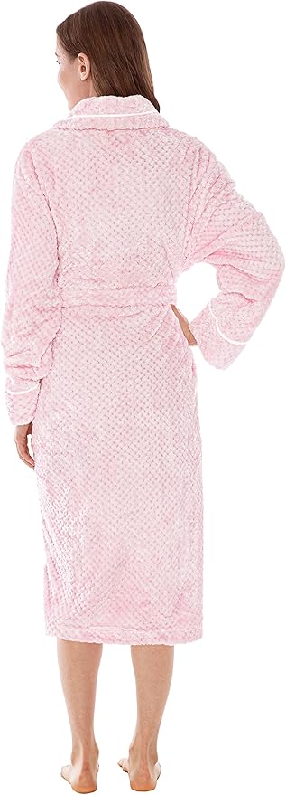 PAVILIA Women Plush Fleece Robe, Soft Textured Bathrobe, Lady Cozy Spa Long Robe