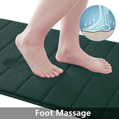 Buganda Memory Foam Bath Mat, 47" x 24", Ultra Soft and Non-Slip Bathroom Rugs, Water Absorbent and Machine Washable Bath Rug Runner for Bathroom, Shower, and Tub, Dark Green