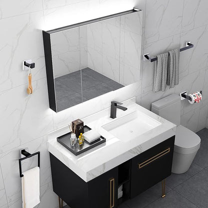 Bathroom Towel Bar Holder Sets Black and Polished 4-Piece Bathroom Hardware Set Stainless Steel Bath Accessories Kit. Wall Mounted,23.6 Inch