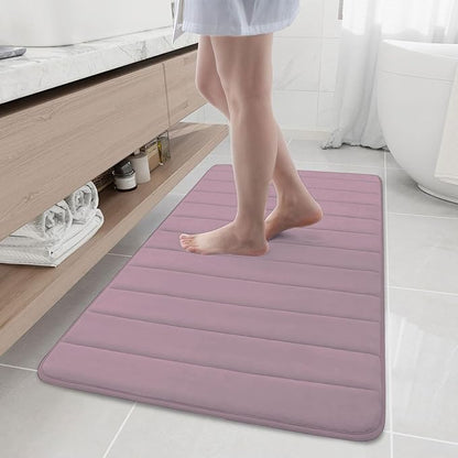 Buganda Memory Foam Bath Mat, 47" x 24", Ultra Soft and Non-Slip Bathroom Rugs, Water Absorbent and Machine Washable Bath Rug Runner for Bathroom, Shower, and Tub, Mauve