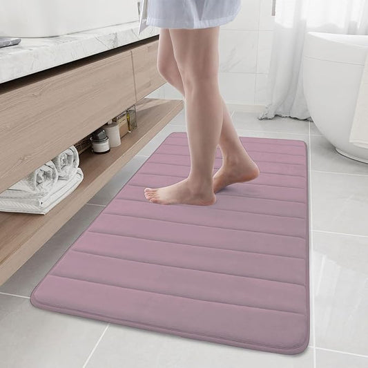 Buganda Memory Foam Bath Mat, 47" x 24", Ultra Soft and Non-Slip Bathroom Rugs, Water Absorbent and Machine Washable Bath Rug Runner for Bathroom, Shower, and Tub, Mauve