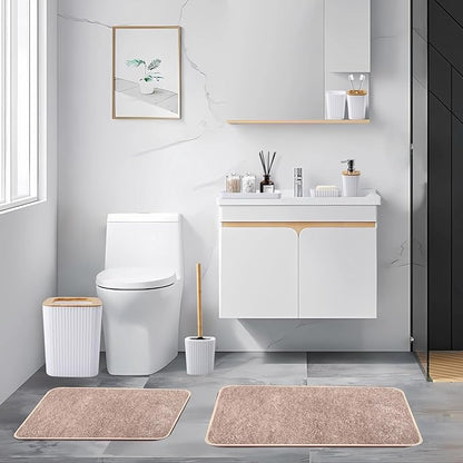 24Pcs White and Gold Bathroom Set with Shower Curtain and Rug, White Bathroom Sets Complete with Trash Can,Soap Dispenser,Soap Dish,Toilet Brush,Toothbrush Holder and Cup,Tray,Q-Tip Holders