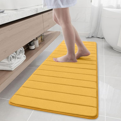 Buganda Memory Foam Bath Mat, 59" x 20", Ultra Soft and Non-Slip Bathroom Rugs, Water Absorbent and Machine Washable Bath Rug Runner for Bathroom, Shower, and Tub, Yellow