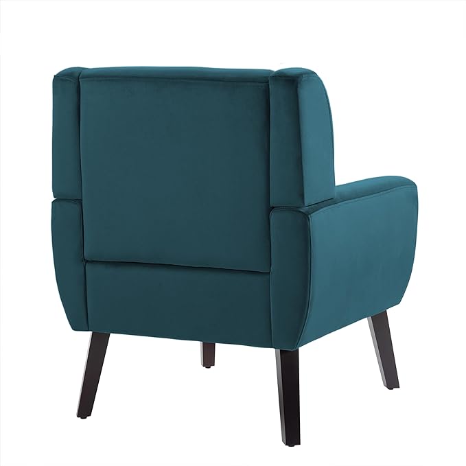 UIXE Accent Chair, Velvet Upholstered Armchair for Living Room, Modern Club Arm Chairs Comfy Single Sofa Button Tufted Bedroom Reading Seat - Blue, Set of 1
