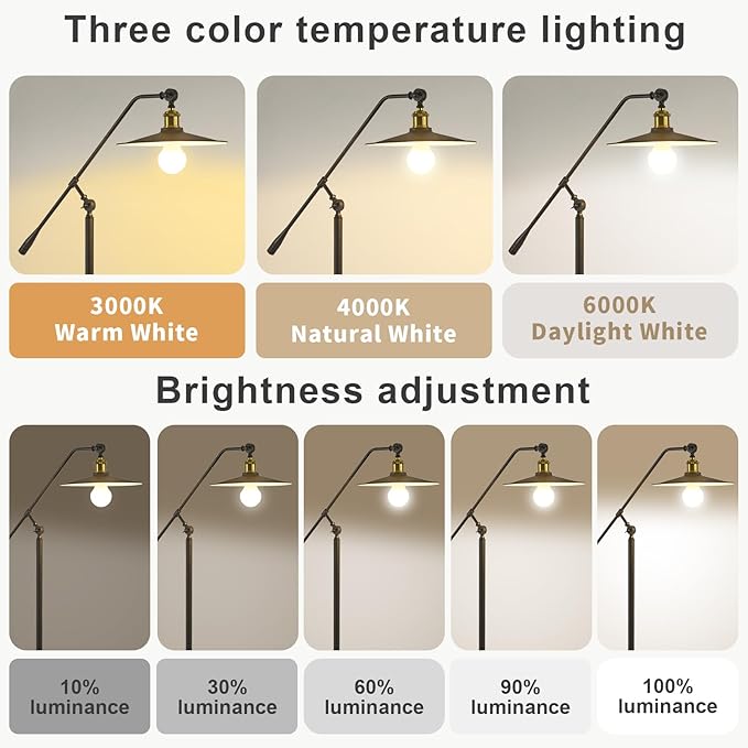 Bright Smart Floor Lamp with Remote Control and Bluetooth Dimming,Living Room Couch Corner Bedroom Office Library Study Reading Standing Lights, Adjustable Black Rustic Vintage Industrial Home Decor