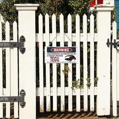 Warning Sign, Tegu Warning Wood Plaque Sign, Funny Door Signs, Decorative Wood Hanging Suspension Plaque, Farmhouse Wooden Wall Decor, Outdoor Hanging Wooden Signs