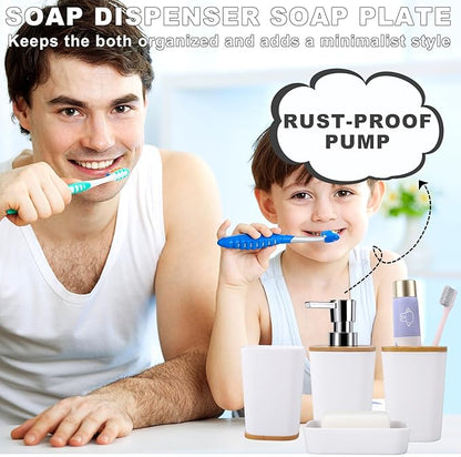 White Bathroom Sets Accessories with Waffle Shower Curtain and Bath Mats,Bathroom Sets with Trash Can,Toothbrush Holder,Toothbrush Cup,Soap Dispense,Tray,Soap Dish,Toilet Brush,Qtip Holder