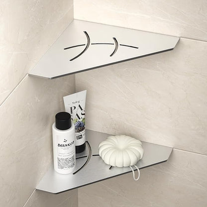 Corner Shower Shelf 10" Brushed 304 Stainless Steel Pentagonal Corner Shelf Recessed Bathroom Shower Shelf, No Drilling