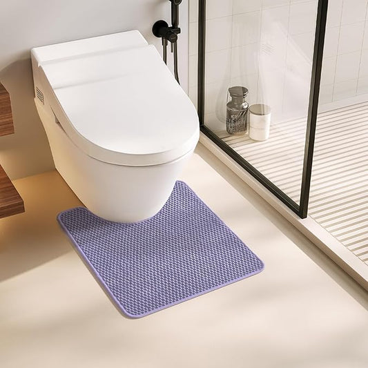 Chenille Bathroom Non-Slip, Washable U-Shaped Mat - Super Absorbent - Low Pile - Quick Dry - Lavender, 20"x24'