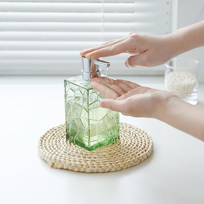 Clear Acrylic Bathroom Accessories Set - Rust-Free, Transparent Design - Includes Soap Dispenser, Toothbrush Holder, Cup, Soap Dish, and Toilet Brush 5-Piece (Saga Green)