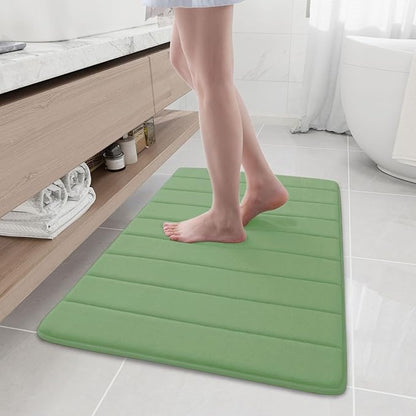 Buganda Memory Foam Bath Mat, 35.4" x 24", Ultra Soft and Non-Slip Bathroom Rugs, Water Absorbent and Machine Washable Bath Rug Runner for Bathroom, Shower, and Tub, Olive Green