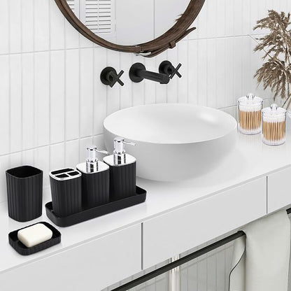 Bathroom Accessories Set - Gorgeous Bathroom Set, 10PC Bathroom Accessory Set, Toilet Brush, Trash Can, Qtip Holder Dispenser & Soap Dispenser