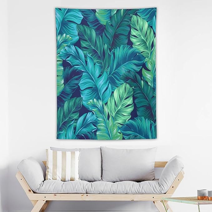 ICMOLYYENLO Tropical Green Plant Tapestry, Green Palm Leaves Natural Landscape Print Wall Tapestry for Bedroom Living Room Dormitory 30x40 Inch