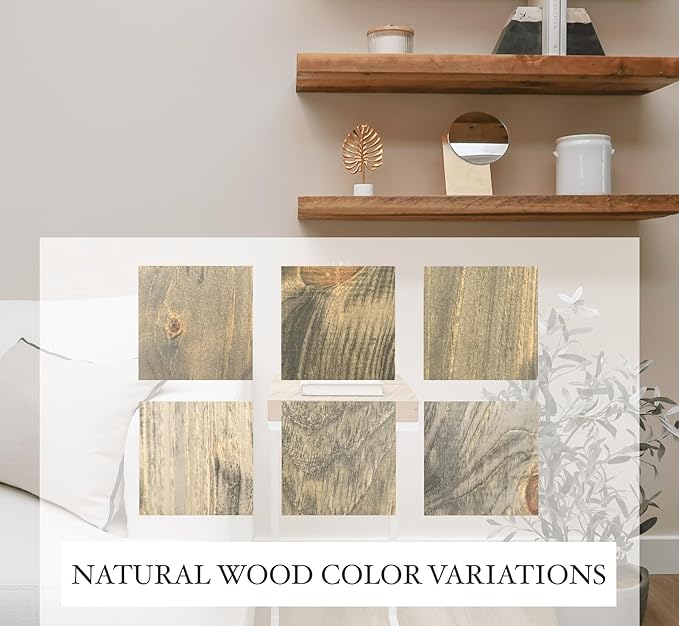 URBANDI, Rustic Floating Shelves, Set of 2, Hidden Bracket, Solid Wood, Heavy Duty, Wall Mounted Shelves, (Grey, 12Wx10D)