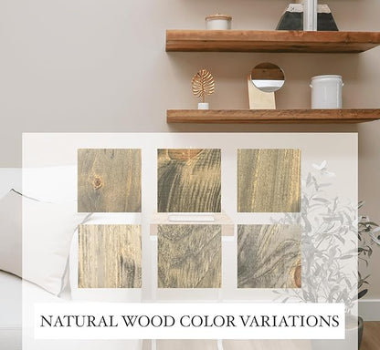 Rustic Shelves with J-Brackets Set of 2, Industrial Shelf, Kitchen Shelves, Solid Wood, Decorative Wall Storage, Heavy Duty, URBANDI (Grey, 36Wx12D)