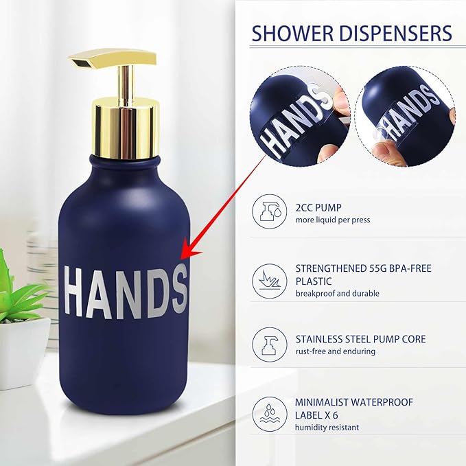 25PCS Navy Blue Bathroom Accessories Sets Complete, with Shower Curtain, Rugs, Trash Can and Toilet Brush, Soap Dispenser, Toothbrush Holder and Cup, Soap Dish, Qtip Holder, Bathroom Decor Sets