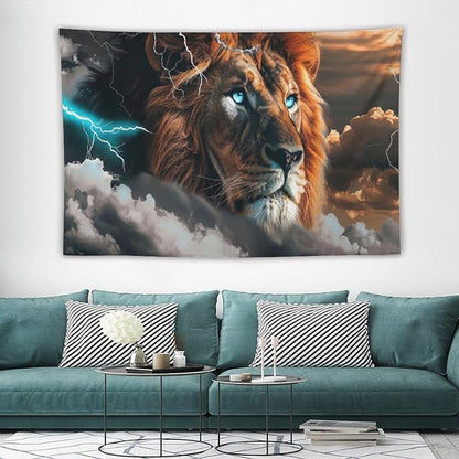 Lion Tapestry Lion Tapestries Christian Fabric Wall Hanging Aesthetic Space Indoor Outdoor Wall Art Tablecloth Bedspread for Bedroom Dormitory Living Room Home Decor 40"x60"