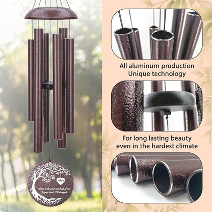 Personalized Memorial Wind Chime, Metal Wind Chime Deep Tone, Wind Chimes for Loss of Loved One, Sympathy Gift Loss of Mom Dad or Loved One, Decorative Wind Chimes Outdoor