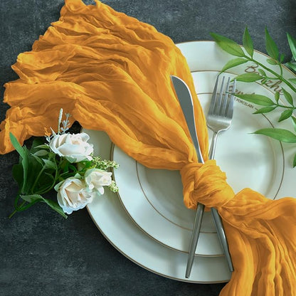 Sioloc Yellow Cheesecloth Table Runner Fall Autumn Decor for Home 10ft Table Cloth for Wedding Birthday Party Halloween Thanksgiving Decorations