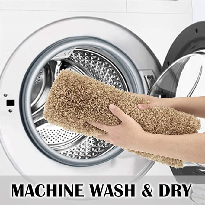 Suchtale Large Extra Soft and Absorbent Shaggy Bath Mat (24 x 40, Sand) Machine Washable Microfiber Non Slip Luxury Floor Mat