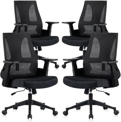 CLATINA Big and Tall Office Chair 500lbs, Heavy Duty Ergonomic Mesh Desk Chair with Lumbar Support and Armrests, Wide Seat Computer Task Chair for Home Office Study Conference Room, Black, 4pk