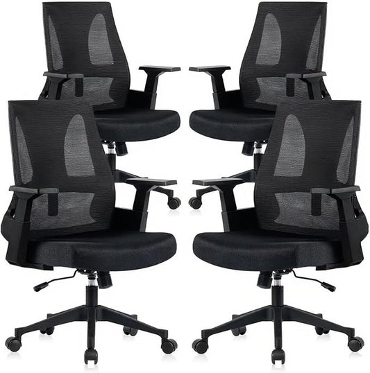 CLATINA Big and Tall Office Chair 500lbs, Heavy Duty Ergonomic Mesh Desk Chair with Lumbar Support and Armrests, Wide Seat Computer Task Chair for Home Office Study Conference Room, Black, 4pk