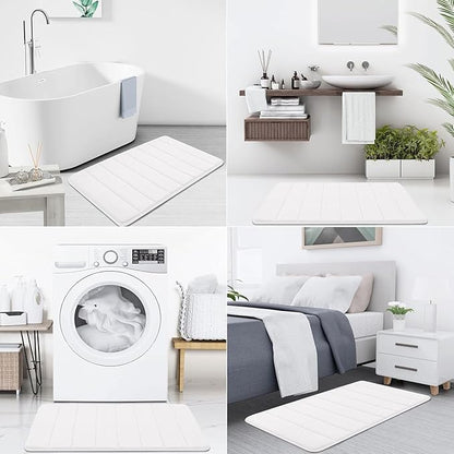 Buganda Memory Foam Bath Mat, 40" x 32", Ultra Soft and Non-Slip Bathroom Rugs, Water Absorbent and Machine Washable Bath Rug Runner for Bathroom, Shower, and Tub, White