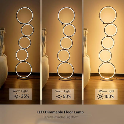 NUÜR 43.3" Modern Floor Lamp, LED Floor Lamp for Living Room, Dimmable, Circle Standing Lamp, Energy-Saving, Unique Lamp for Bedroom, Office, Home