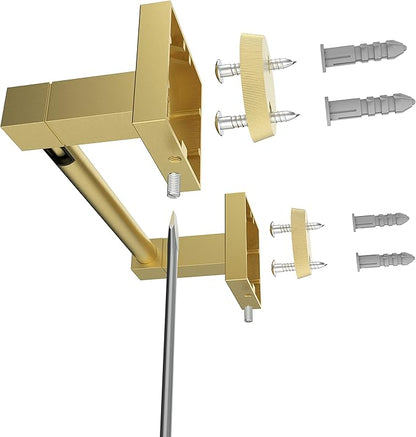 Ruacq Gold Toilet Paper Holder Double Post Pivoting Square Tissue Holders Roll Holder Hangers Brushed Gold Toilet Paper Stand Bathroom Stainless Steel and Zinc Alloy Modern Wall Mounted