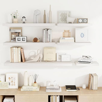 48 Inch Floating Shelves, 48"x9.25"x1.5" Inch Deep Floating Shelves for Wall, Wooden Shelves for Bathroom, Bedroom, Living Room, Cream White Oak