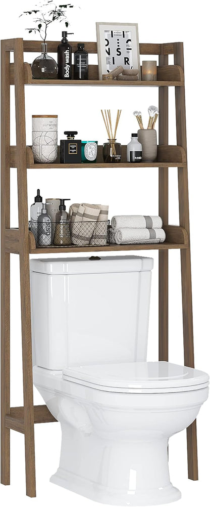 UTEX Over The Toilet Storage Shelf, 3-Tier Over Toilet Bathroom Organizer, Above Toilet Storage Rack (Wood Grain)