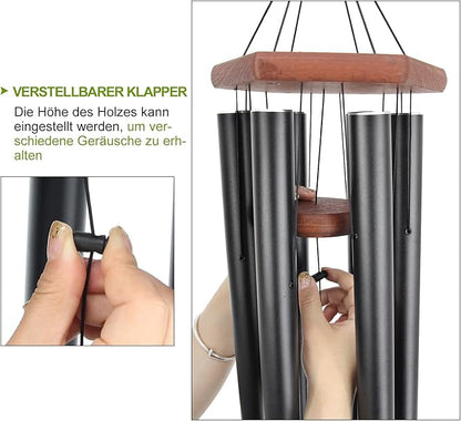 Wind Chimes for Outside Large Deep Tone, 44 Inch Black Memorial Windchimes, Outdoor Wind Chimes Gifts for Housewarming, Mother's Day, Christmas, Patio Garden Yard Decoration