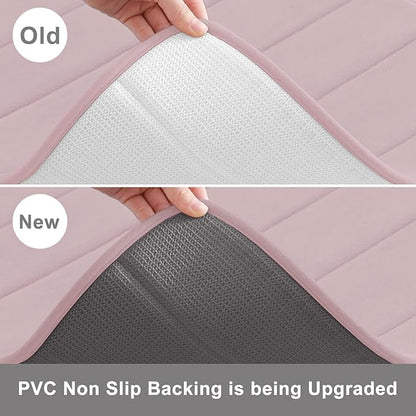 Buganda Memory Foam Bath Mat, 44" x 24", Ultra Soft and Non-Slip Bathroom Rugs, Water Absorbent and Machine Washable Bath Rug Runner for Bathroom, Shower, and Tub, Peach