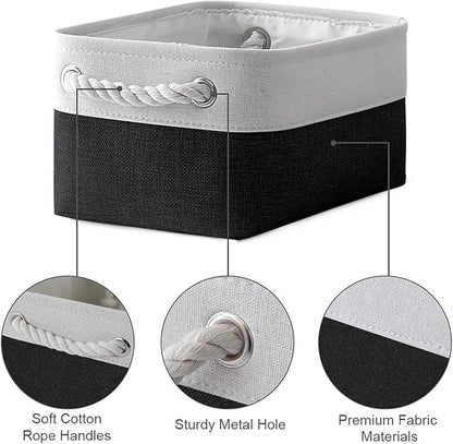 TheWarmHome Storage Bins for Shelves - 12x8x5.2 inch 1 Pack Storage Baskets for Gifts Empty for Closet Organizing Dog Gift Cloth Toy Cubes Box (White & Black)