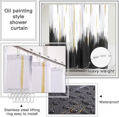 32PCS Bathroom Accessory Set Black Bathroom Accessories Bathroom Set, Shower Curtain Set, 2 Piece Bath Towel Set, 3PC Soap Dispenser, Toilet Brush & Trash Can