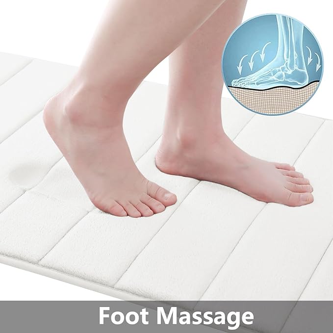 Buganda Memory Foam Bath Mat, 35.4" x 24", Ultra Soft and Non-Slip Bathroom Rugs, Water Absorbent and Machine Washable Bath Rug Runner for Bathroom, Shower, and Tub, Ivory